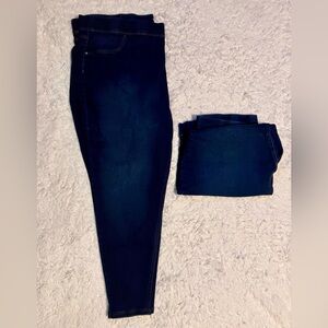 2 Pair Terra & Sky Women's Deep Blue Jeggings